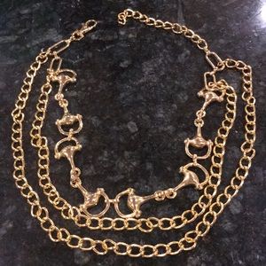 Gold metal snaffle bit chain belt